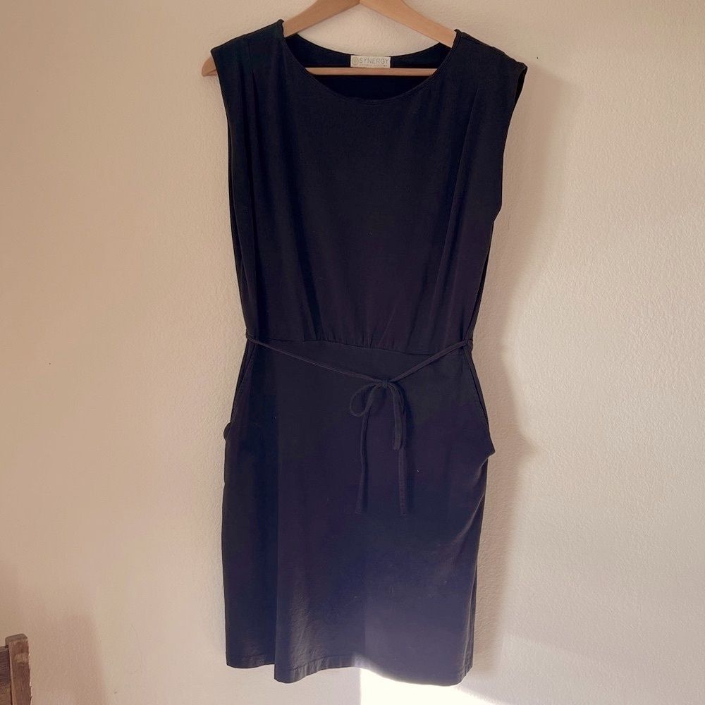 Synergy Organic Clothing Black Sleeveless Tie-Waist Dress